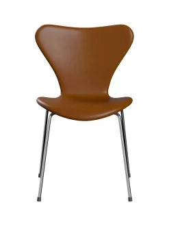 3107 stol, fuldpolstret Soft læder valnød/krom stel af Arne Jacobsen<Fritz Hansen New