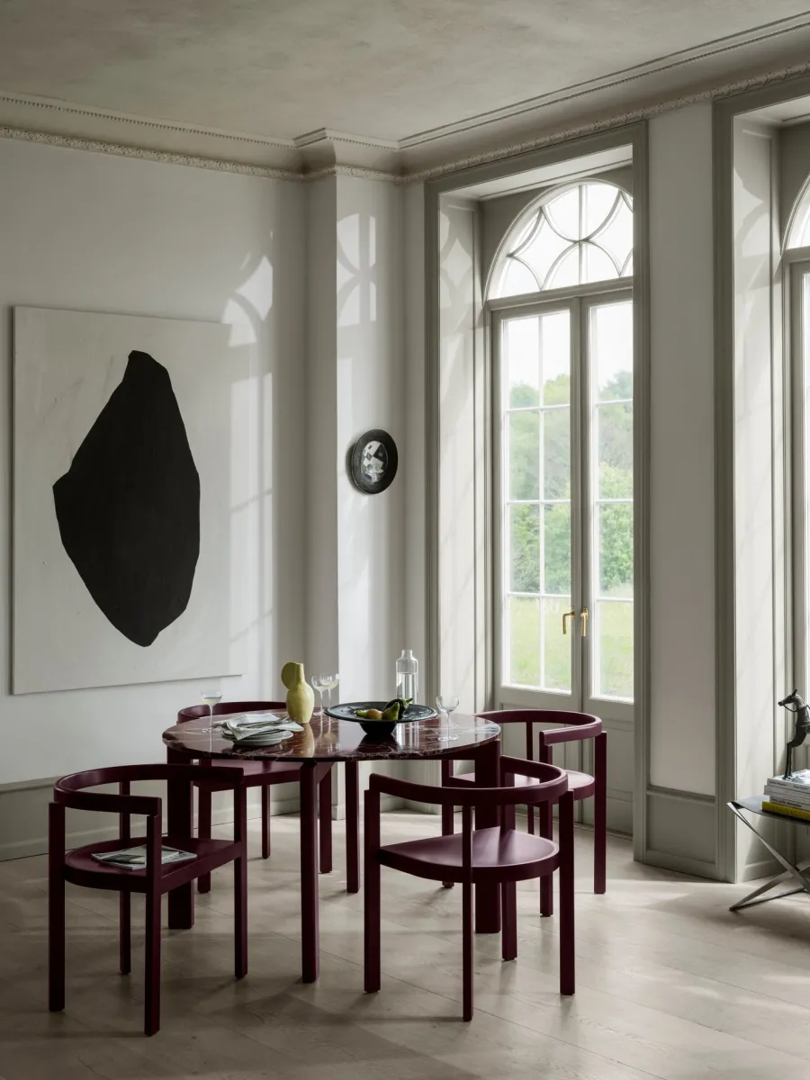 After Dining Table Ø120, Marble Burgundy fra<Fritz Hansen Online