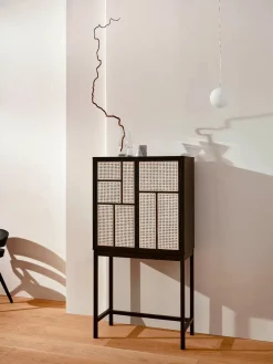 Air Cabinet, black/cane fra<Design House Stockholm