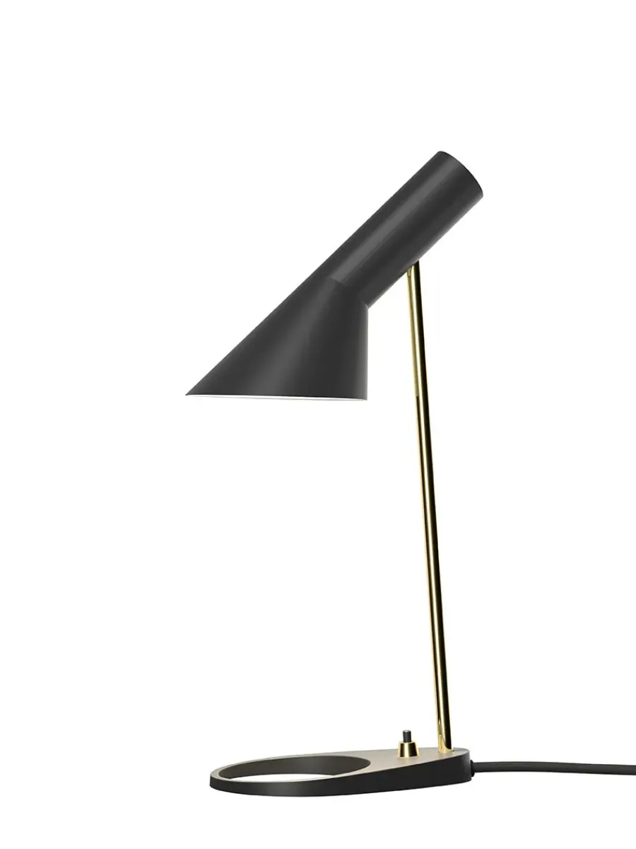 AJ Mini Table Lamp, grey/brass af Arne Jacobsen<Louis Poulsen Best