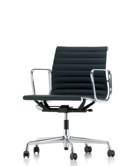 Aluminium Chair EA 117 Kontorstol, sort læder fra<Vitra New
