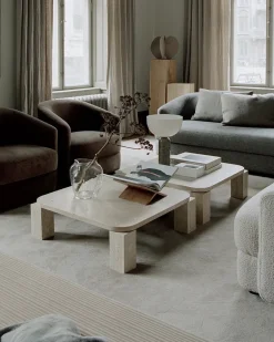 Atlas Sofabord 600x600, Unfilled Travertine fra<New Works Best