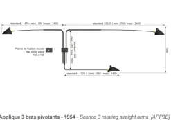 Big Wall Lamp w/3 Rotating Straight Arms af Serge Mouille<Editions Serge Mouille Best