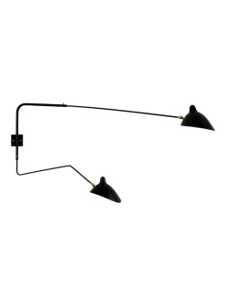 Big Wall Lamp w/2 Rotating Arms, 1 Straight, 1 Curved af Serge Mouille<Editions Serge Mouille Clearance