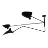 Ceiling Lamp w/2 Fixed Arms & 1 Curved Rotating Arm af Serge Mouille<Editions Serge Mouille Best