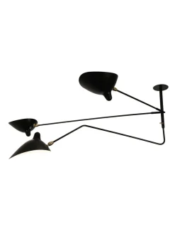 Ceiling Lamp w/2 Fixed Arms & 1 Curved Rotating Arm af Serge Mouille<Editions Serge Mouille Best