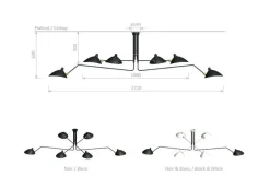 Ceiling Lamp w/6 Rotating Arms af Serge Mouille<Editions Serge Mouille Hot