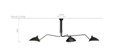 Ceiling Lamp w/3 Rotating Arms af Serge Mouille<Editions Serge Mouille Best