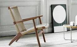 CH25 Loungestol, eg sortmalet med naturflet af Hans J. Wegner<Carl Hansen & Søn Outlet