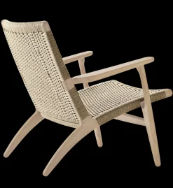 CH25 Loungestol, eg sortmalet med naturflet af Hans J. Wegner<Carl Hansen & Søn Outlet