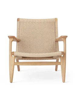 CH25 Loungestol, eg sortmalet med naturflet af Hans J. Wegner<Carl Hansen & Søn Outlet