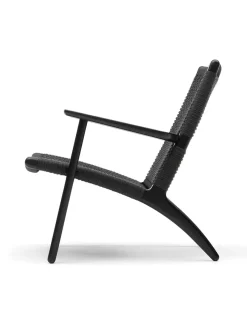 CH25 Loungestol, eg sortmalet med sort flet af Hans J. Wegner<Carl Hansen & Søn New