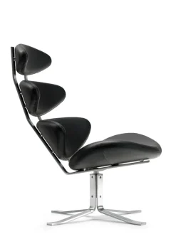 Corona Stol, sort omni 301 læder fra Erik Jørgensen<Fredericia Furniture Outlet