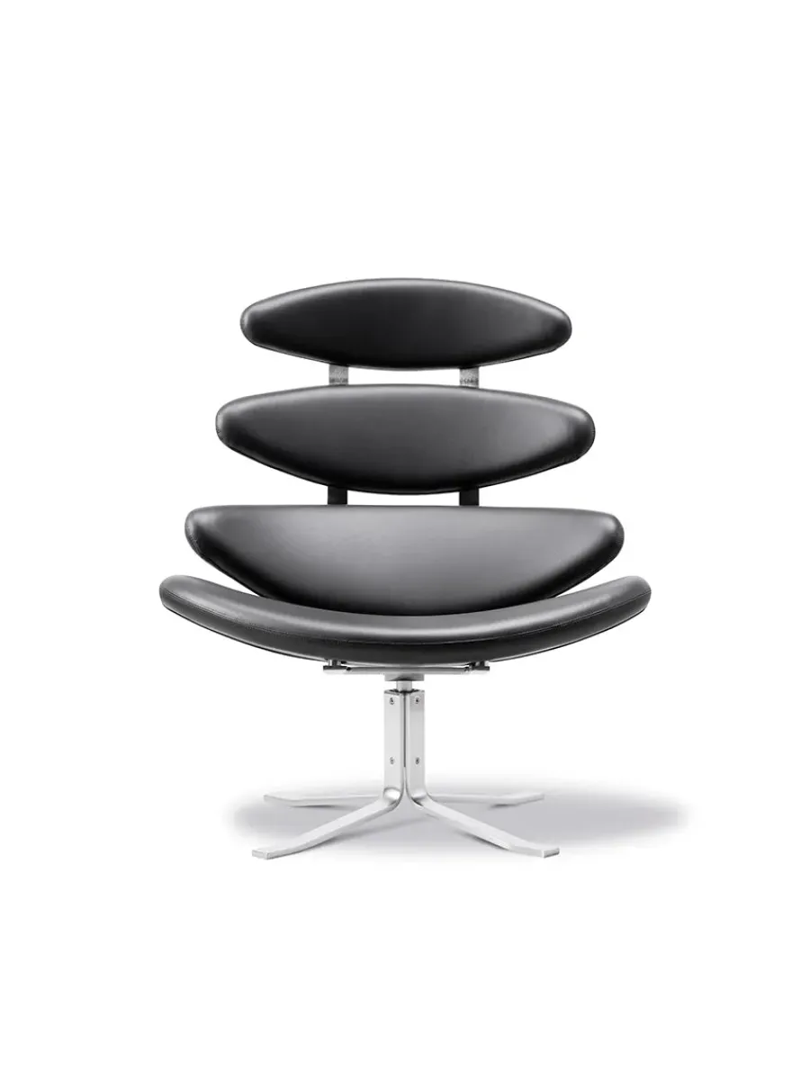 Corona Stol, sort omni 301 læder fra Erik Jørgensen<Fredericia Furniture Outlet