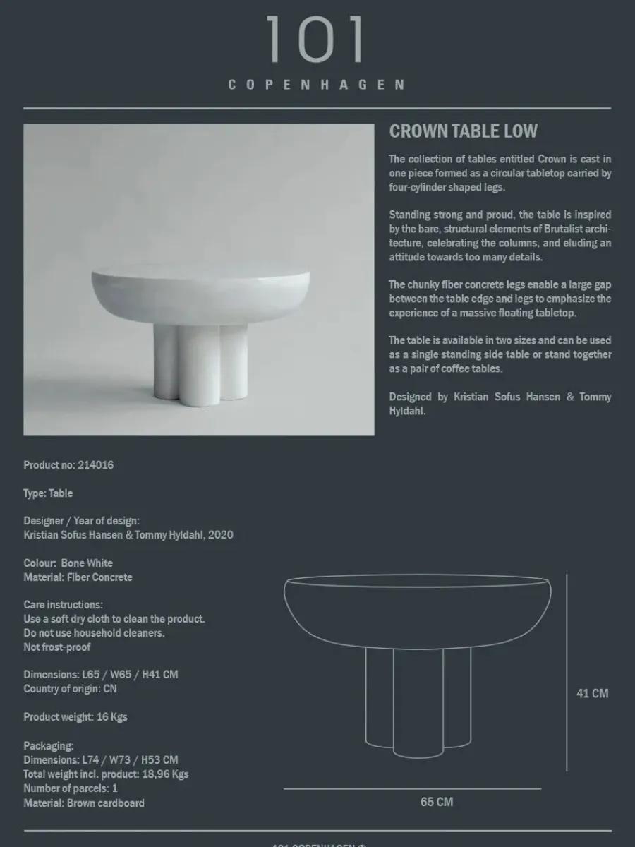 Crown Table, low bone white fra<101 Copenhagen Sale