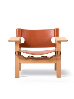 Den Spanske Stol i cognac læder, eg lys olie af Børge Mogensen<Fredericia Furniture Discount