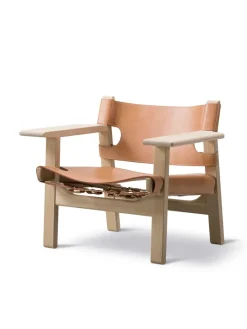 Den Spanske Stol i cognac læder, eg lys olie af Børge Mogensen<Fredericia Furniture Discount