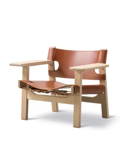 Den Spanske Stol i cognac læder, eg olie af Børge Mogensen<Fredericia Furniture Sale
