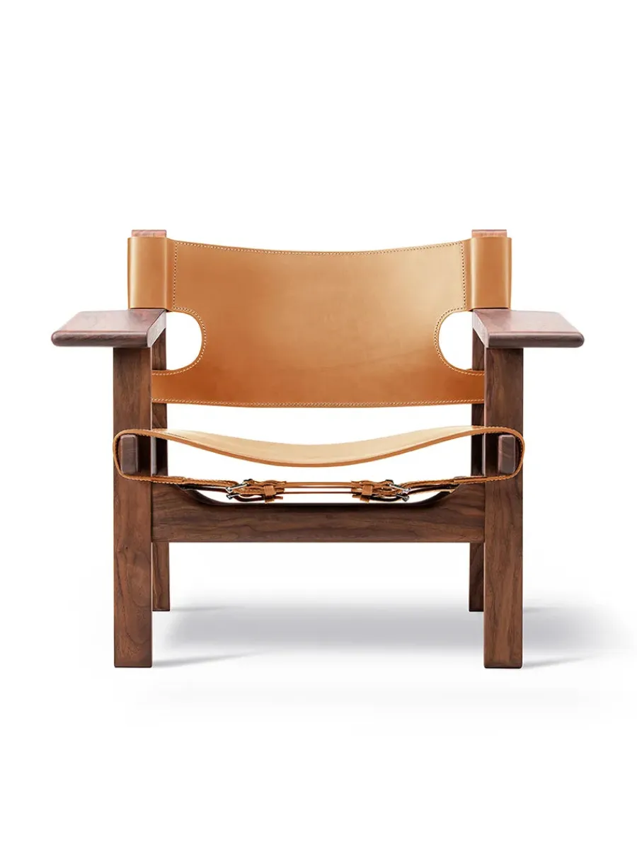 Den Spanske Stol i mørkebrun læder, Røget eg olie af Børge Mogensen<Fredericia Furniture Best