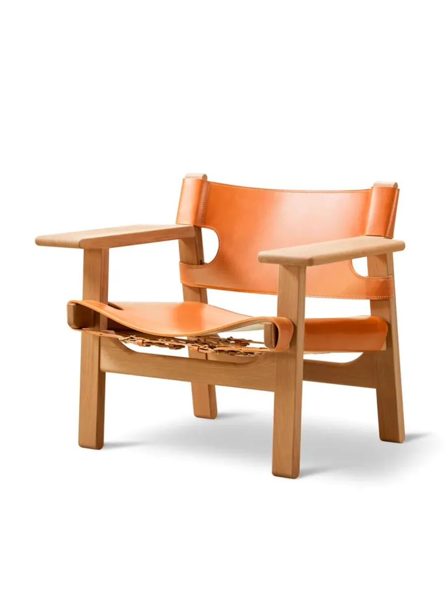 Den Spanske Stol i mørkebrun læder, Røget eg olie af Børge Mogensen<Fredericia Furniture Best