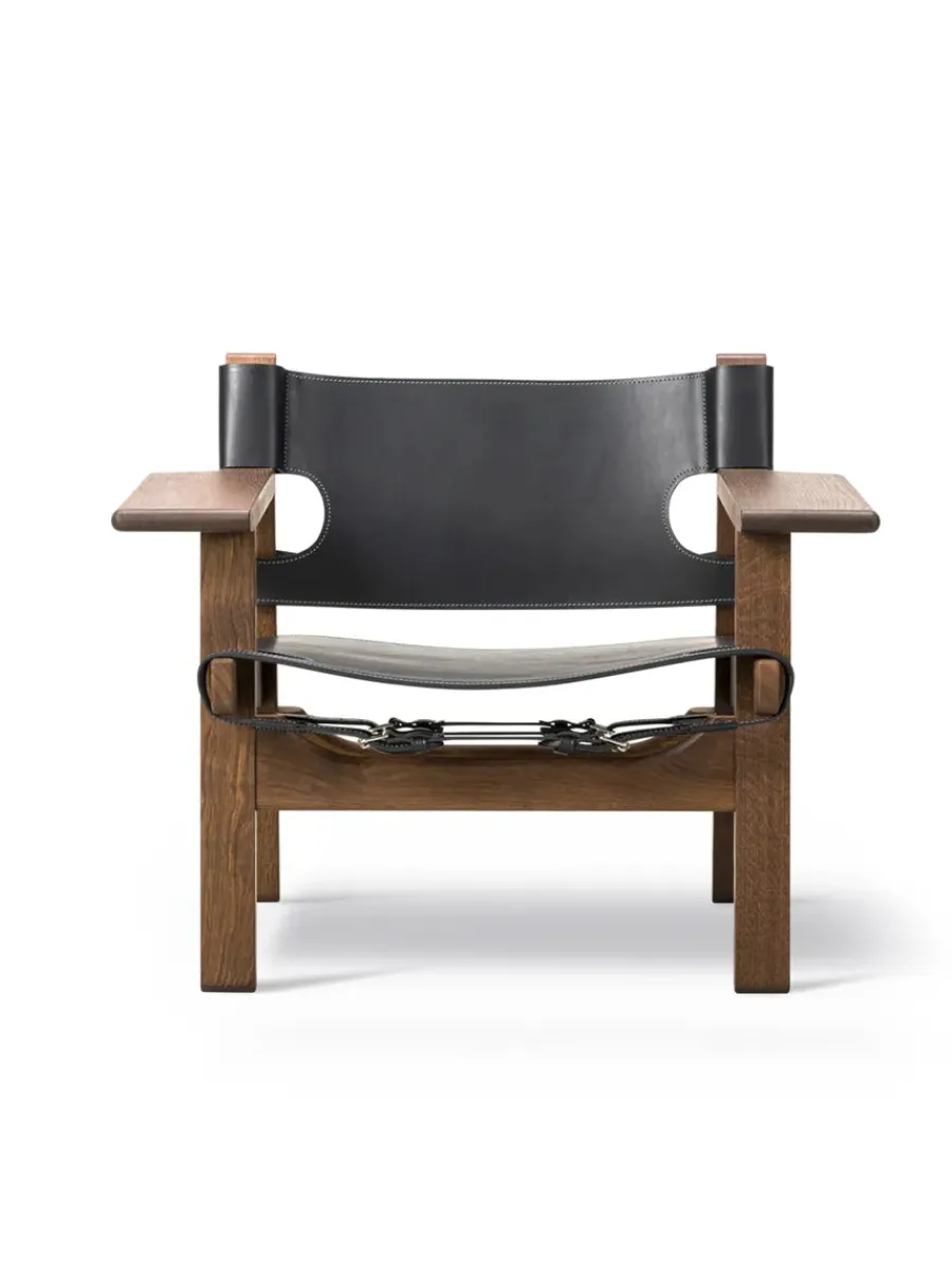 Den Spanske Stol i mørkebrun læder, Røget eg olie af Børge Mogensen<Fredericia Furniture Best
