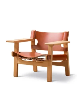 Den Spanske Stol i naturfarvet læder, valnød olie af Børge Mogensen<Fredericia Furniture Hot