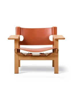 Den Spanske Stol i naturfarvet læder, eg olie af Børge Mogensen<Fredericia Furniture Sale