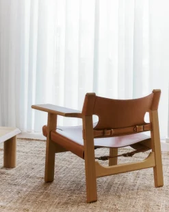 Den Spanske Stol i naturfarvet læder, eg olie af Børge Mogensen<Fredericia Furniture Sale