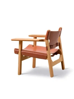 Den Spanske Stol i naturfarvet læder, eg olie af Børge Mogensen<Fredericia Furniture Sale