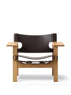 Den Spanske Stol i naturfarvet læder, eg olie af Børge Mogensen<Fredericia Furniture Sale