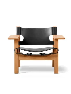 Den Spanske Stol i naturfarvet læder, eg olie af Børge Mogensen<Fredericia Furniture Sale