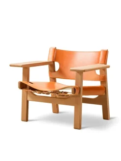 Den Spanske Stol i sort læder, eg sort lak af Børge Mogensen<Fredericia Furniture Hot