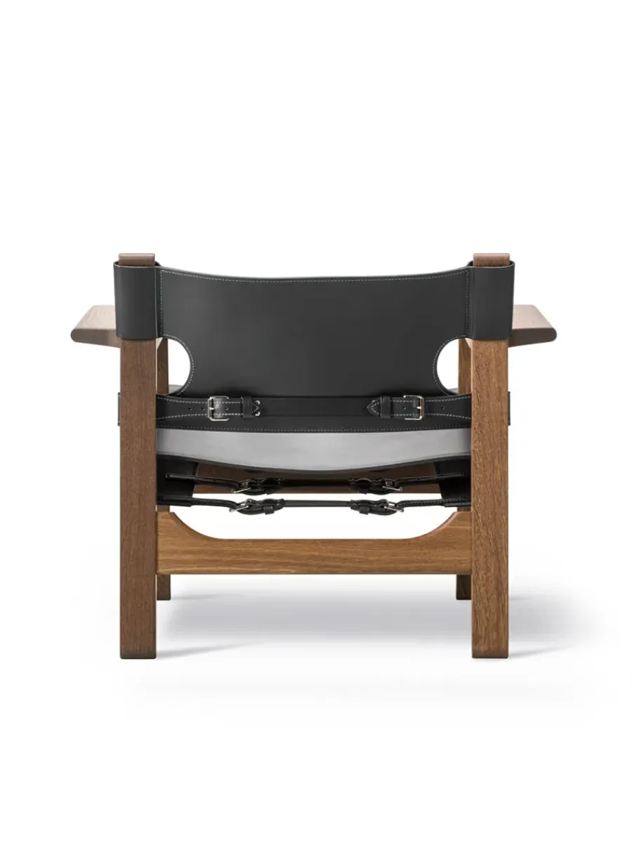 Den Spanske Stol i sort læder, eg sort lak af Børge Mogensen<Fredericia Furniture Hot