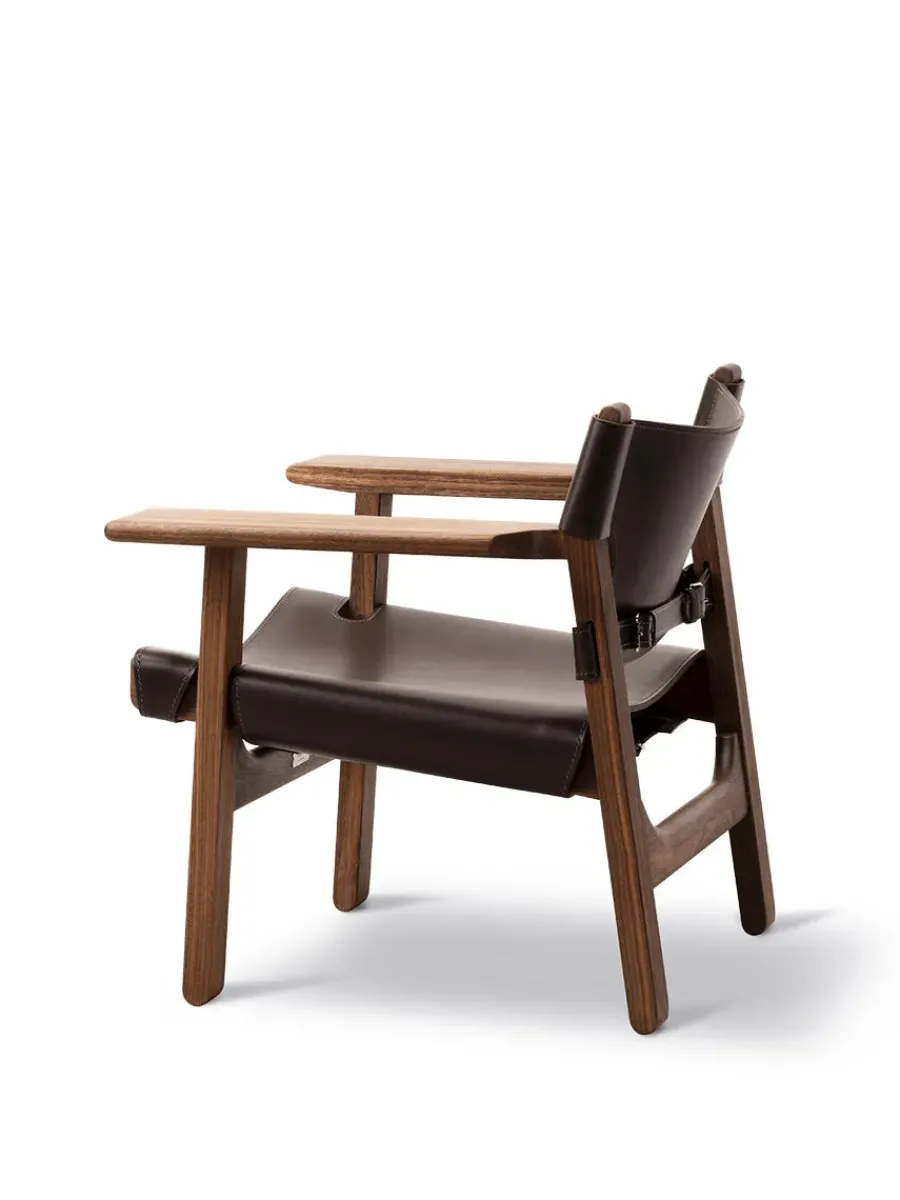 Den Spanske Stol i sort læder, eg sæbe af Børge Mogensen<Fredericia Furniture Sale
