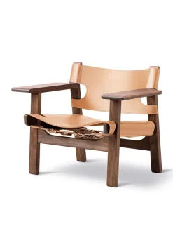 Den Spanske Stol i sort læder, eg sæbe af Børge Mogensen<Fredericia Furniture Sale