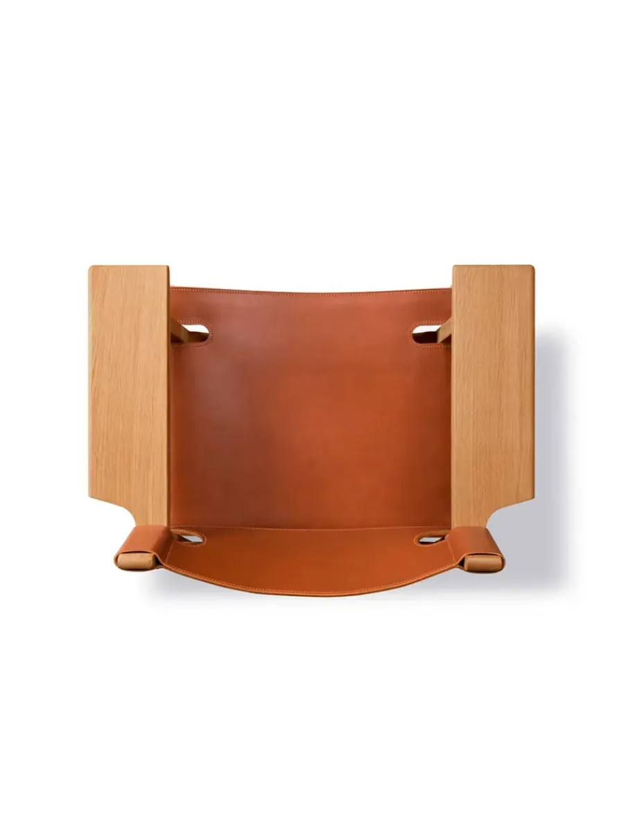 Den Spanske Stol i sort læder, røget eg olie af Børge Mogensen<Fredericia Furniture Clearance