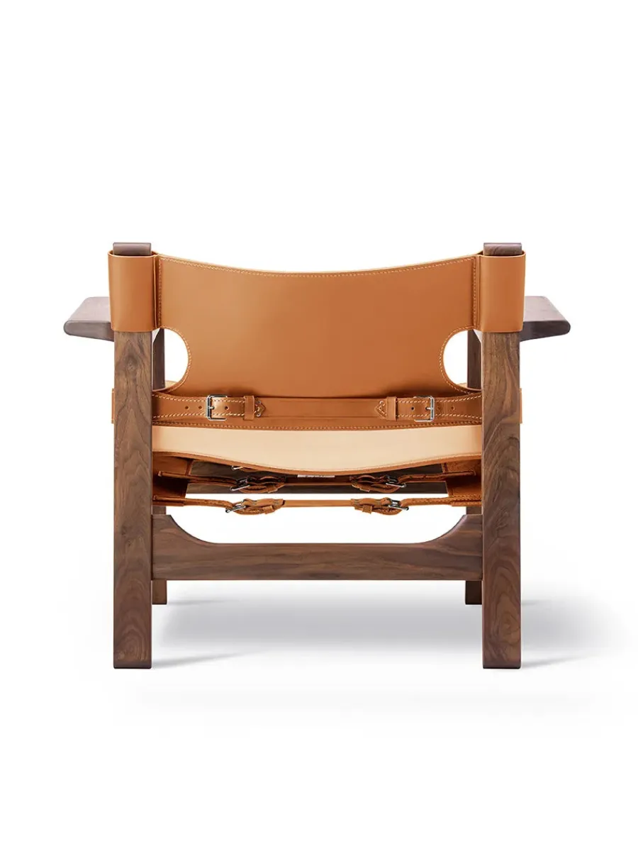 Den Spanske Stol i sort læder, røget eg olie af Børge Mogensen<Fredericia Furniture Clearance