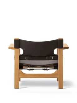 Den Spanske Stol i sort læder, røget eg olie af Børge Mogensen<Fredericia Furniture Clearance