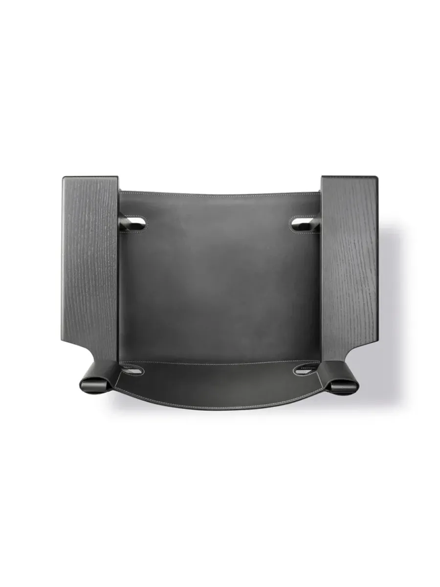 Den Spanske Stol i sort læder, røget eg olie af Børge Mogensen<Fredericia Furniture Clearance