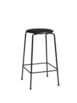 Dot Barstol m. 4 ben, sort stel/sort læder af Arne Jacobsen<Fritz Hansen New