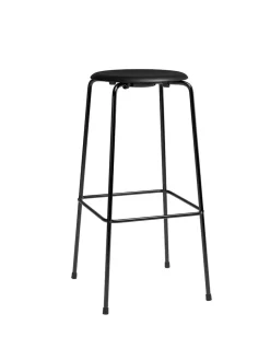 Dot Høj Barstol m. 4 ben, sort stel/sort læder af Arne Jacobsen<Fritz Hansen New