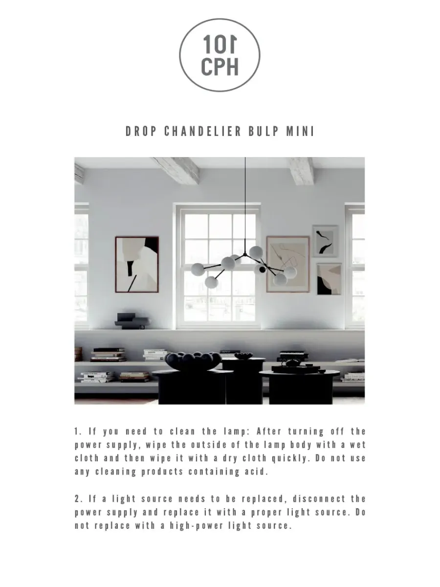 Drop Bulp Chandelier, mini grey fra<101 Copenhagen Clearance