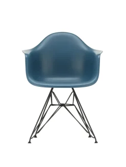 Eames Plastic Armchair DAR, sort pulverlakering fra<Vitra New