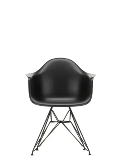 Eames Plastic Armchair DAR, sort pulverlakering fra<Vitra New