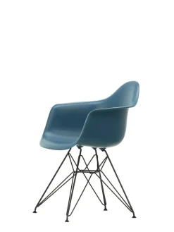 Eames Plastic Armchair DAR, sort pulverlakering fra<Vitra New