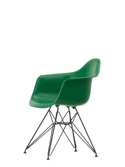 Eames Plastic Armchair DAR, sort pulverlakering fra<Vitra New