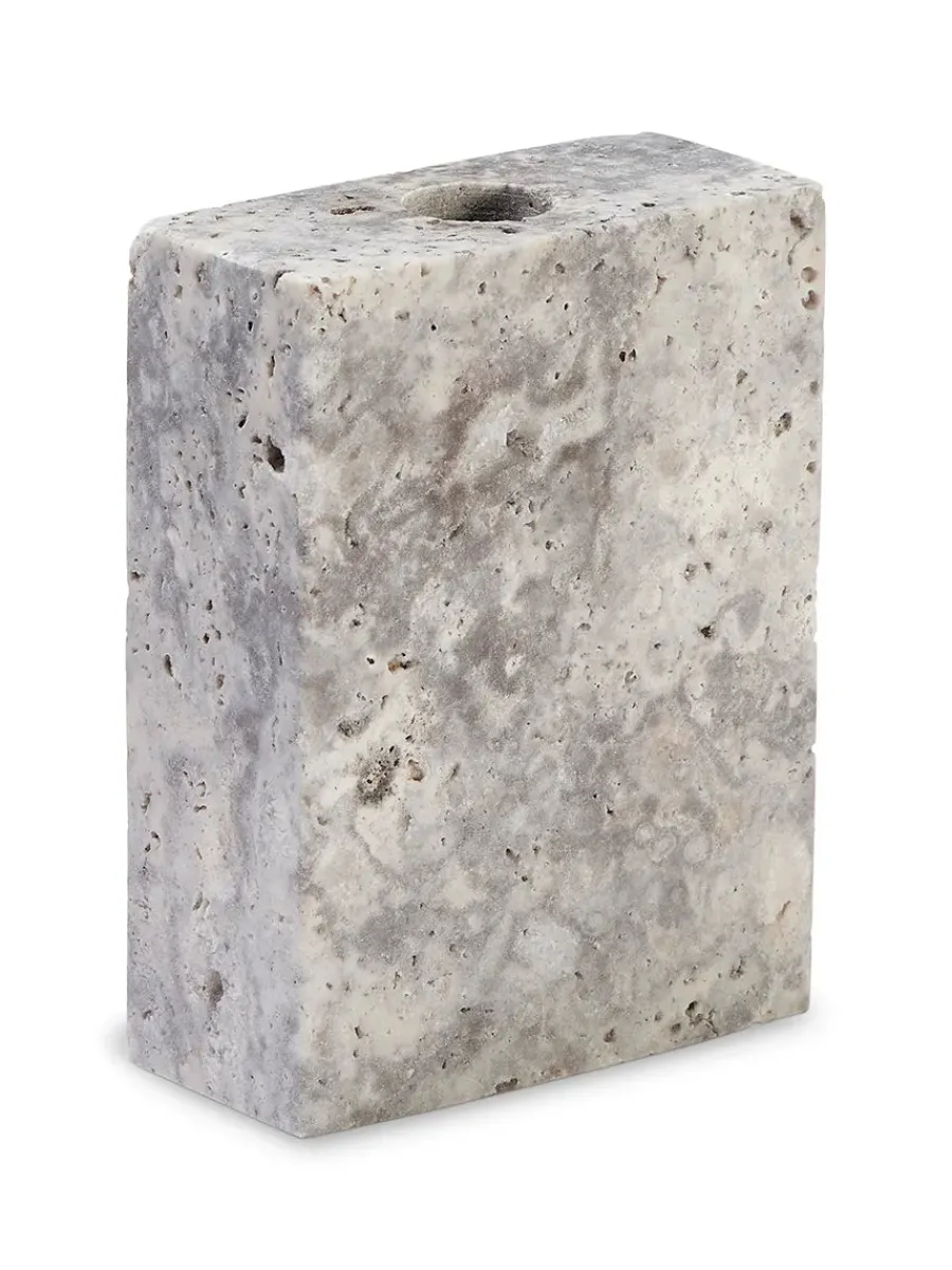 Epode Lysestage 8,5 cm, travertin silver fra<Wabi Sabi Nordic Online