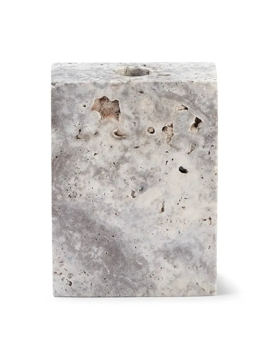 Epode Lysestage 8,5 cm, travertin silver fra<Wabi Sabi Nordic Online