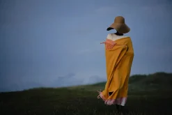 Franja Plaid, pink/yellow fra<Silkeborg Uldspinderi Clearance