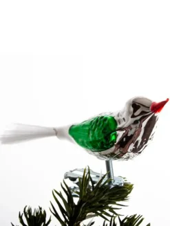 Fugl m. Klemme 10 cm, sølvfarvet/grøn fra<Brink Nordic Hot